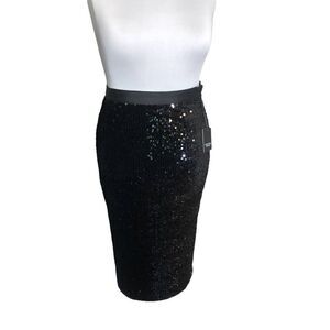 Simply Vera Vera Wang Black Sequin and Velvet Dressy Skirt Women's‎ SZ M NWT